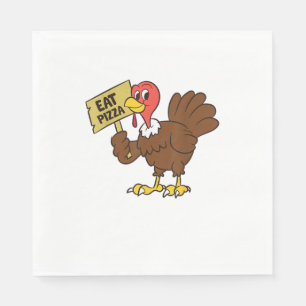 Turkey Eat Pizza Funny Thanksgiving Napkins