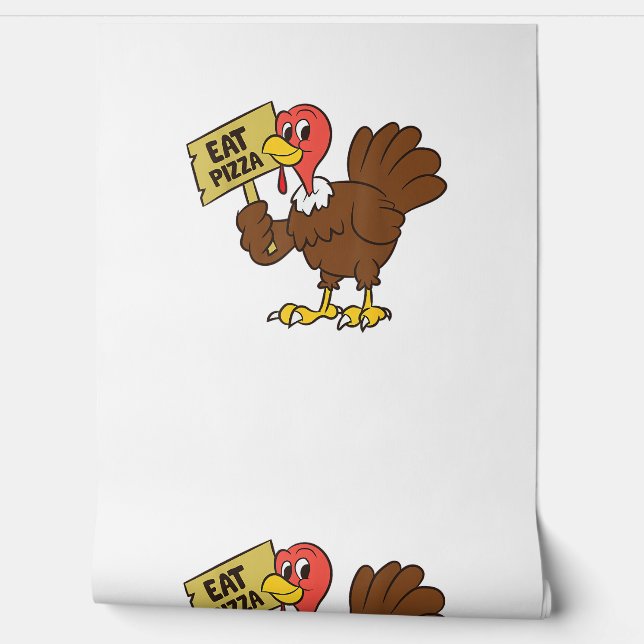 Turkey Eat Pizza Funny Thanksgiving  Wallpaper (Unrolling)