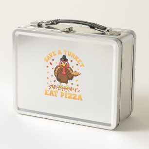 TURKEY EAT PIZZA Shirt Adult Vegan Kids Funny Than Metal Lunch Box