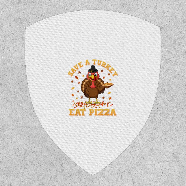 TURKEY EAT PIZZA Shirt Adult Vegan Kids Funny Than Patch (Front)
