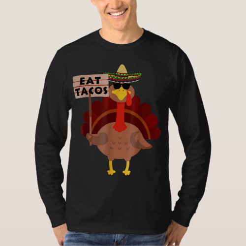 Turkey Eat tacos Adult Vegan Kids Funny Thanksgivi T_Shirt