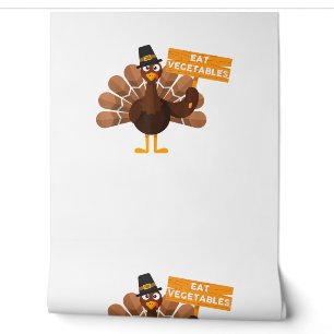 Turkey Eat Vegetables - Funny Vegan Thanksgiving Wallpaper