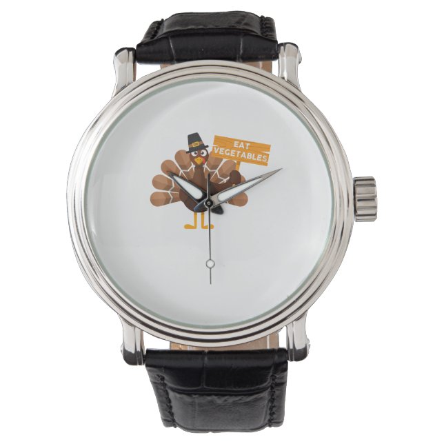 Turkey Eat Vegetables - Funny Vegan Thanksgiving  Watch (Front)