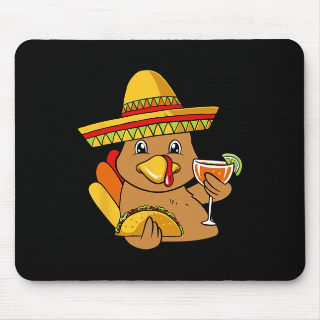 Turkey Eating Taco Thanksgiving Day Mexican Food F Mouse Pad (Front)