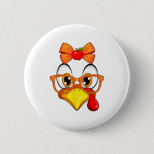 Turkey Face Apple Coquette Fall Thanksgiving Costu Button