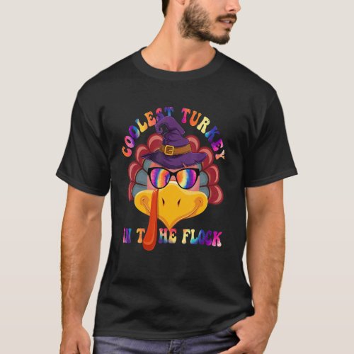 Turkey Face boy sunglasses tie dye hat witch thank T_Shirt