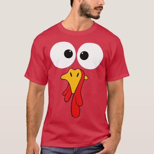 Turkey Face Funny Thanksgiving Costume T_Shirt
