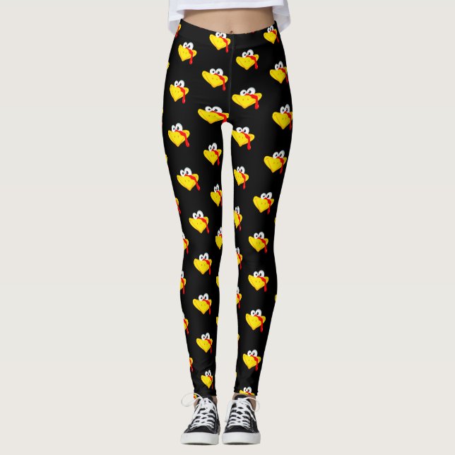 Turkey Face Funny Thanksgiving Day Leggings (Front)