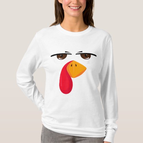 Turkey Face Funny Thanksgiving Gift T_Shirt