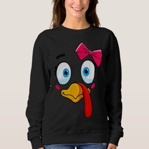 Turkey Face Girl Thanksgiving Costume Kids Toddler Sweatshirt