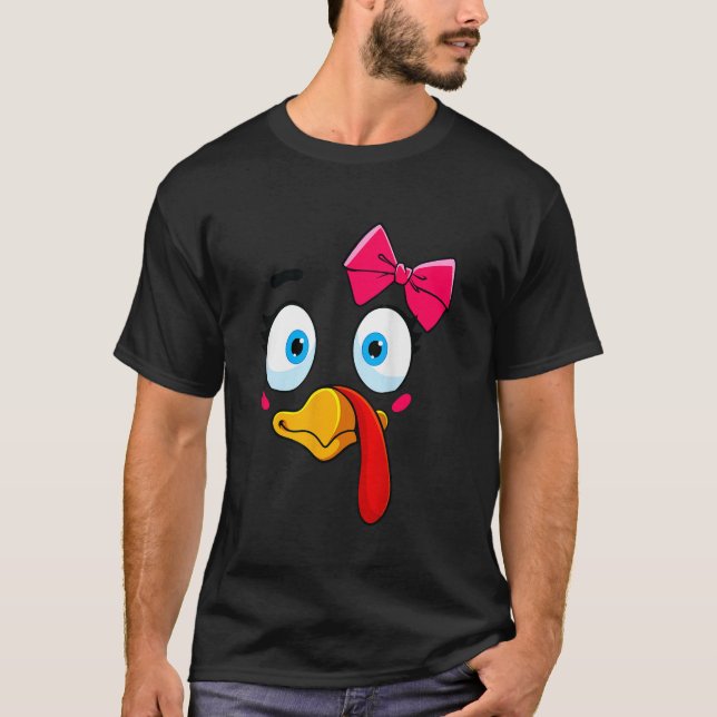 Turkey Face Girl Thanksgiving Costume Kids Toddler T-Shirt (Front)