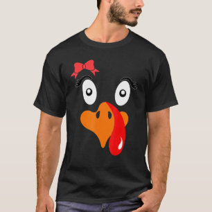 Turkey Face Pilgrim Fun Thanksgiving Day Cute Turk T-Shirt