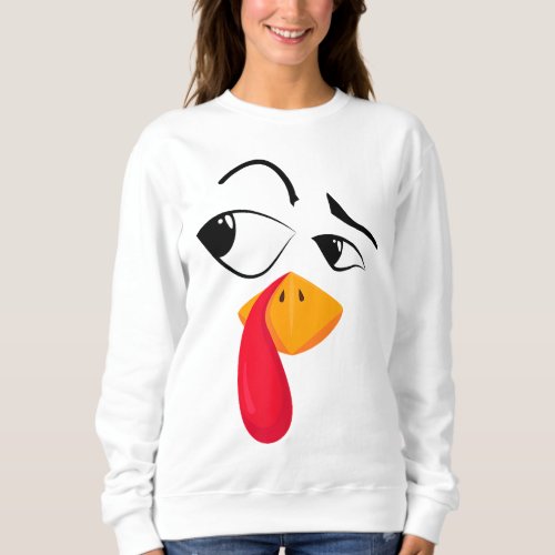 Turkey Face Pilgrim Funny Thanksgiving Costume Sweatshirt