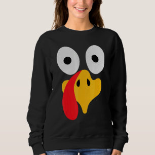 Turkey Face Pilgrim  Thanksgiving Costume Sweatshirt