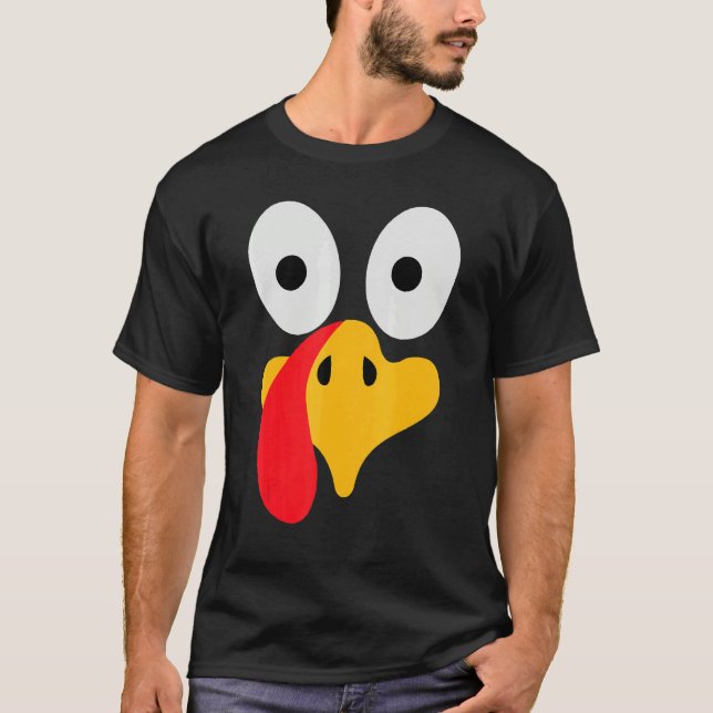 Turkey Face Pilgrim  Thanksgiving Costume T-Shirt (Front)