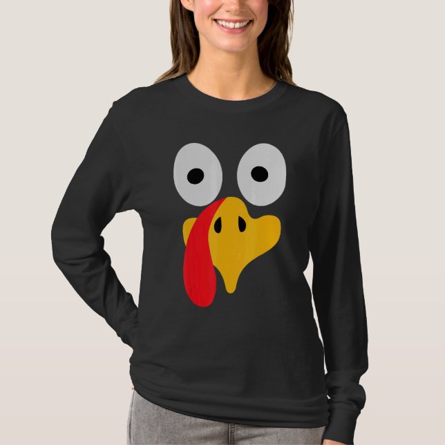 Turkey Face Pilgrim  Thanksgiving Costume T-Shirt (Front)