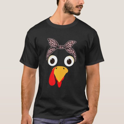 Turkey Face Pink Headband Running Pilgrim Trot Tha T_Shirt