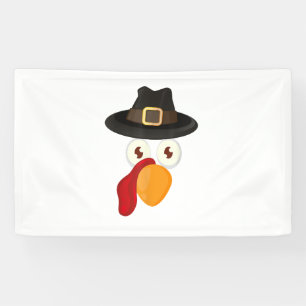 Turkey Face Shirt_ Funny Thanksgiving Turkey Pilgr Banner