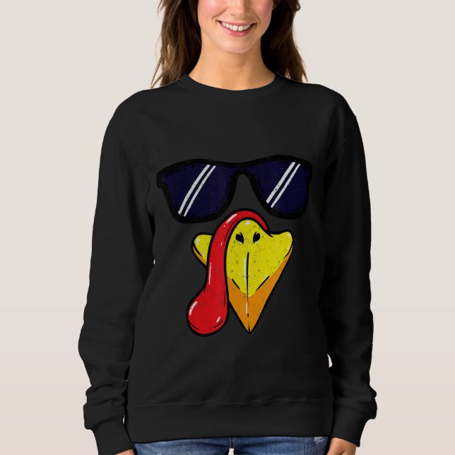 Turkey Face Thanksgiving Day Pilgrim Trot Costume Sweatshirt (Front)