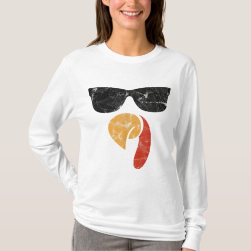 Turkey Face Thanksgiving Day Piligrim Gifts Trot L T_Shirt