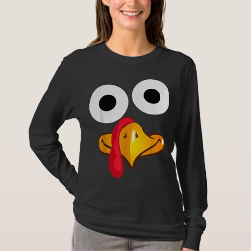 Turkey Face Thanksgiving Funny Costume T_Shirt