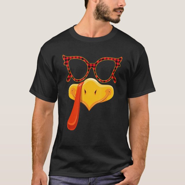 Turkey Face Thanksgiving Women Buffalo Red Plaid S T-Shirt (Front)