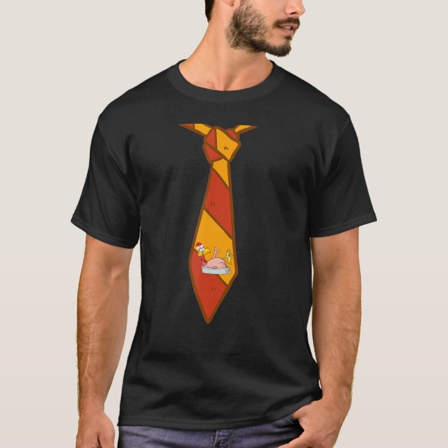 Turkey Face Tie Happy Thanksgiving Day Holiday Des T-Shirt (Front)