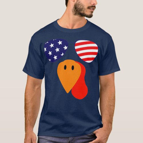 Turkey Face US Flag Sunglass Big Nose with Tongue  T_Shirt
