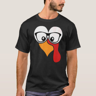 Turkey Face With A Nerd Glasses Thanksgiving Day G T-Shirt