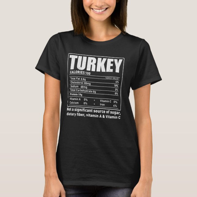 Turkey Facts Ingredients - Funny Foodies Family Th T-Shirt (Front)