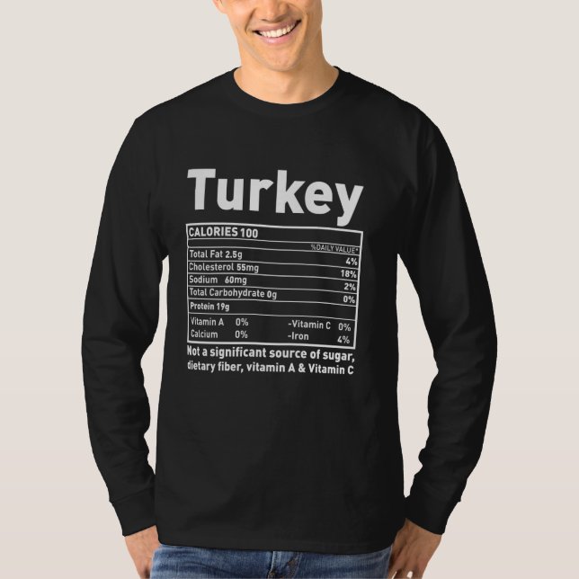 Turkey Facts Ingredients - Funny Foodies Family Th T-Shirt (Front)