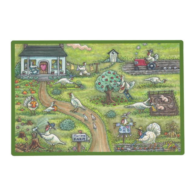 TURKEY FARM GOBBLERS, FUN THANKSGIVING PLACEMAT (Front)