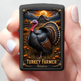 Turkey Farmer Autumn Sunset Display Piece Zippo Lighter