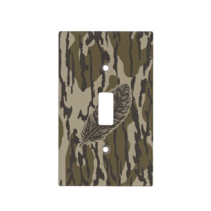 Turkey Feather Bottom Lands Camo Forest Light Switch Cover