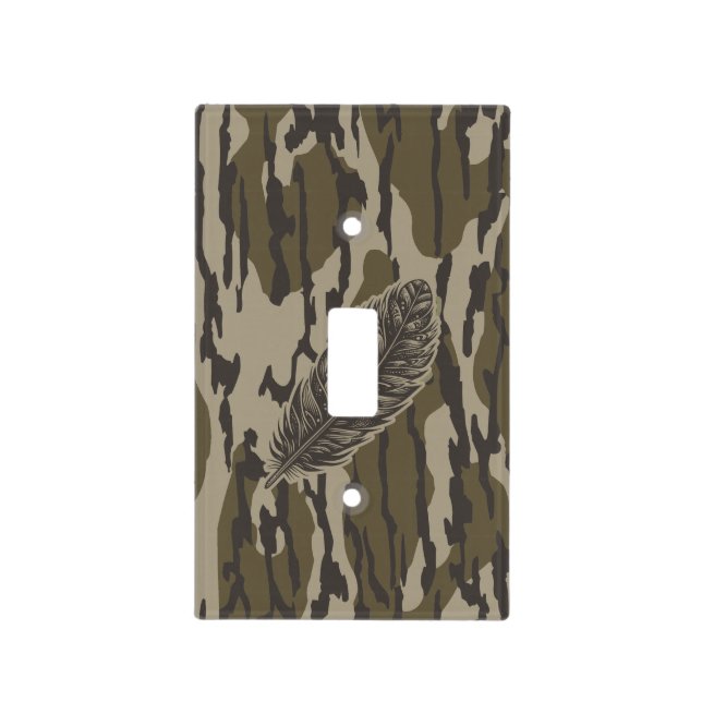 Turkey Feather Bottom Lands Camo Forest Light Switch Cover (Front)