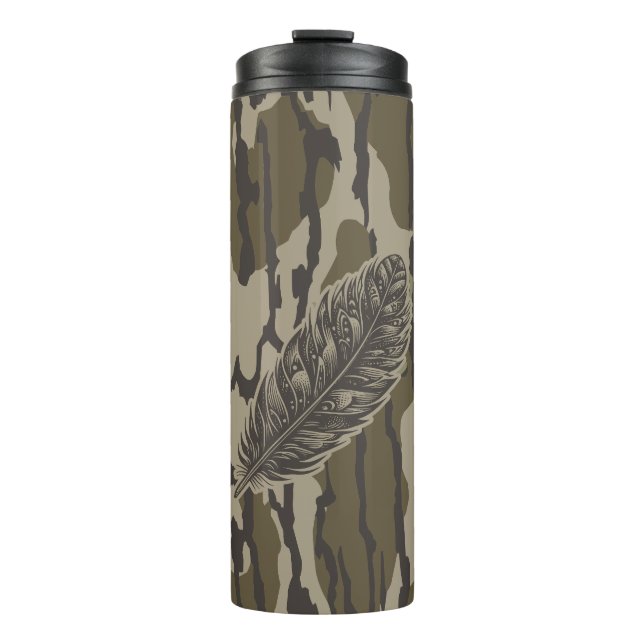 Turkey Feather Bottom Lands Camo Forest Thermal Tumbler (Front)