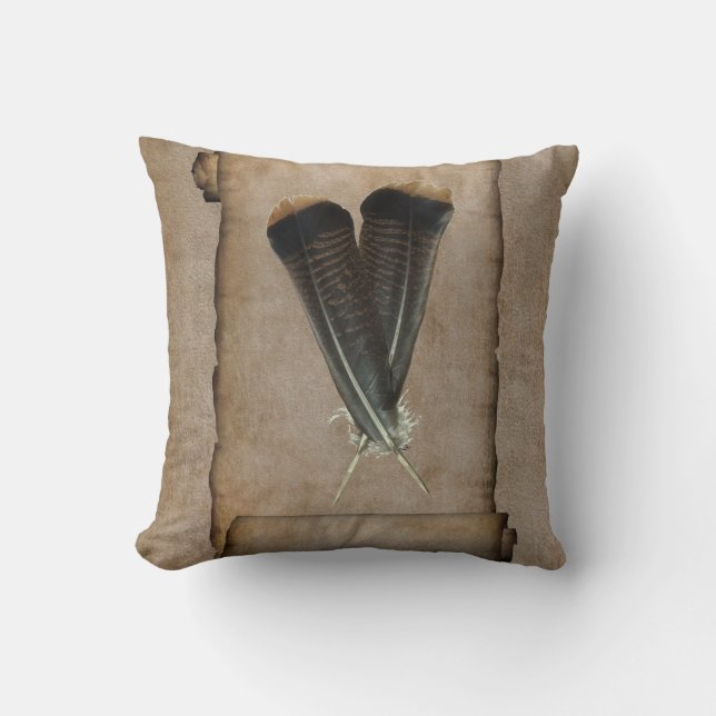 Turkey Feather Quill Throw Pillow (Front)