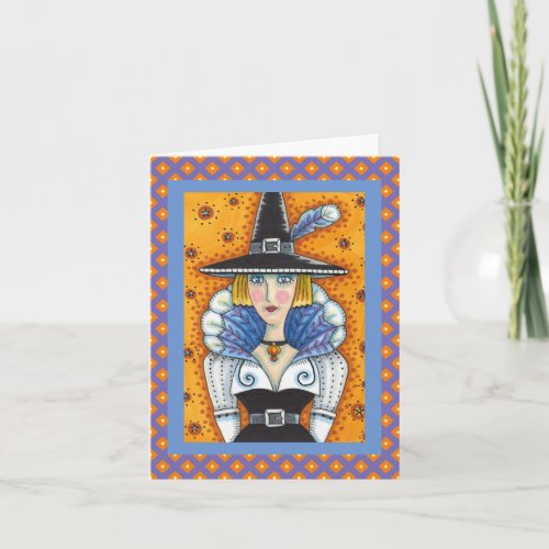 TURKEY FEATHER WITCH A SALEM THANKSGIVING Blank Card