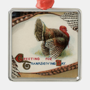Turkey Feathers Metal Ornament