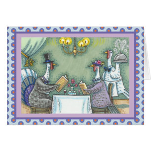 TURKEY FINE DINING THANKSGIVING GREETING CARD Vers