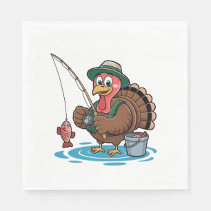 Turkey Fishing Thanksgiving Turkey Fisherman Napkins