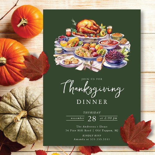 Turkey  Fixings Dinner Thanksgiving Invitation