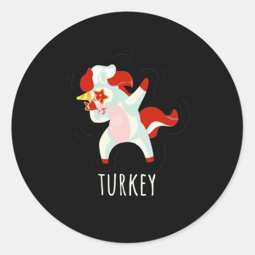 Turkey Flag Dabbing Unicorn Classic Round Sticker