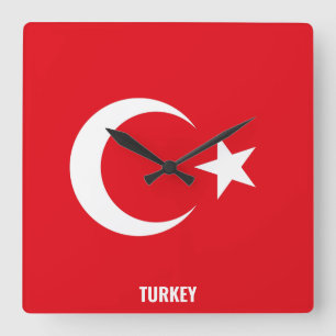 Turkey Flag Dazzling Patriotic Square Wall Clock