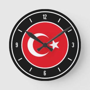 Turkey Flag Elegant Round Clock