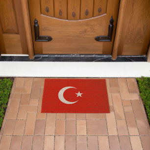 Turkey flag fiber doormat