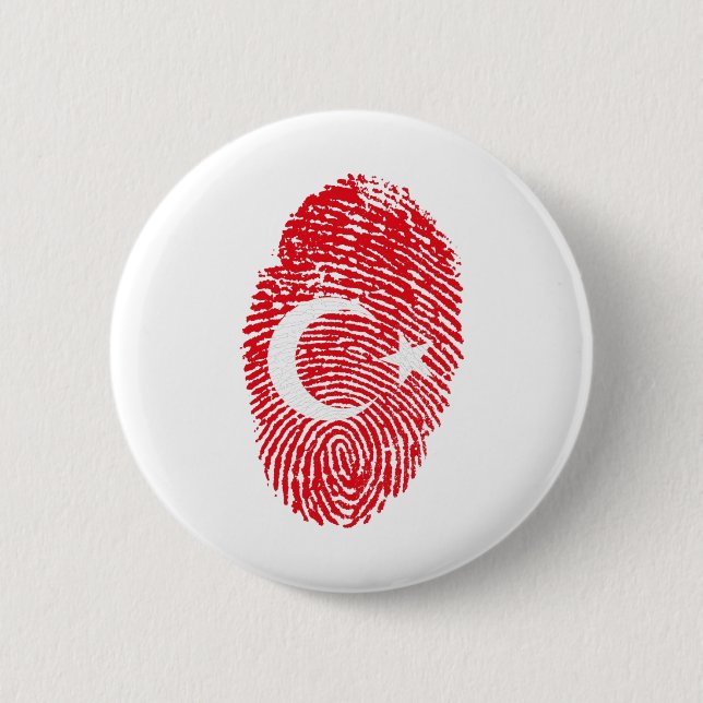 Turkey Flag Fingerprint Country Pride Identity Button (Front)