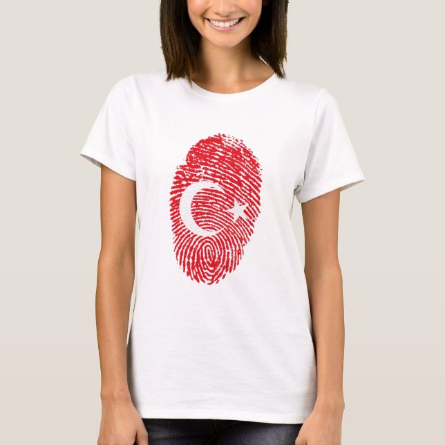 Turkey Flag Fingerprint Country Pride Identity T-Shirt (Front)