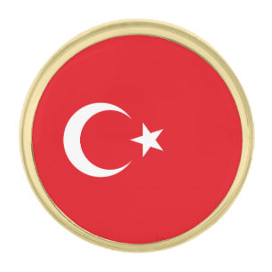Turkey Flag Gold Finish Lapel Pin