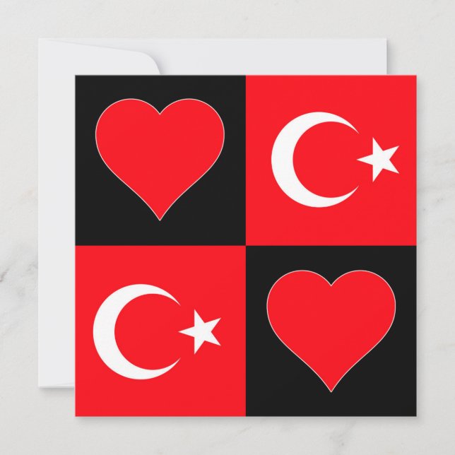 Turkey Flag Heart Cute Patriotic Turkish Greeting Card (Front)